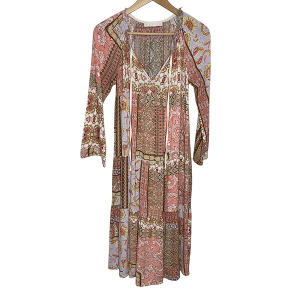 Karlie Womens Patchwork Midi Maxi Dress Small Pink Purple Floral Boho Pockets - Picture 2 of 12